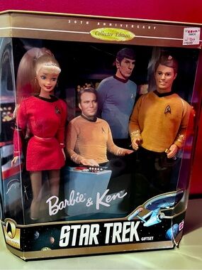 Mattel Barbie & Ken Star Trek Giftset Red and Gold Dolls
